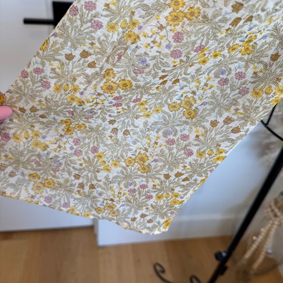 Emory Park Yellow Floral Sheer Tie Front Long Sleeve Cropped Blouse Small - Picture 6 of 9